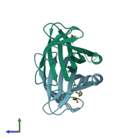PDB entry 2y3e coloured by chain, side view.