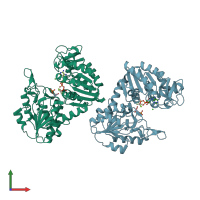 PDB entry 2y3i coloured by chain, front view.