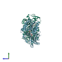 PDB entry 2y3i coloured by chain, side view.