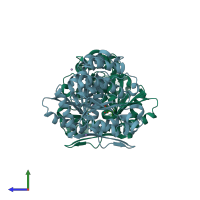 PDB entry 2y41 coloured by chain, side view.