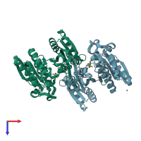 PDB entry 2y41 coloured by chain, top view.