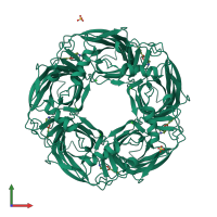 Homo pentameric assembly 1 of PDB entry 2y54 coloured by chemically distinct molecules, front view.