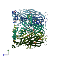 PDB entry 2y56 coloured by chain, side view.