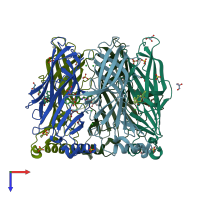 PDB entry 2y56 coloured by chain, top view.