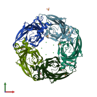 PDB entry 2y57 coloured by chain, front view.
