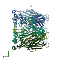 PDB entry 2y57 coloured by chain, side view.