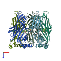 PDB entry 2y57 coloured by chain, top view.