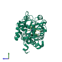 PDB entry 2y5a coloured by chain, side view.