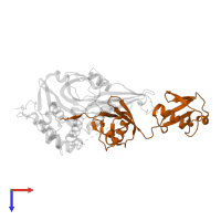 Ubiquitin in PDB entry 2y5b, assembly 2, top view.