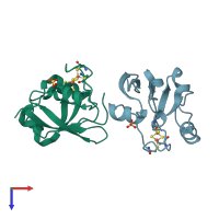 PDB entry 2y5c coloured by chain, top view.