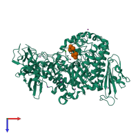 PDB entry 2y5e coloured by chain, top view.