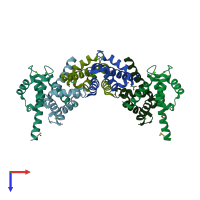 PDB entry 2y5i coloured by chain, top view.