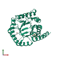 PDB entry 2y5j coloured by chain, front view.