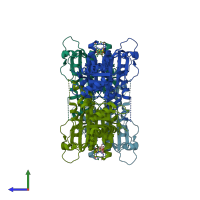 PDB entry 2y5k coloured by chain, side view.