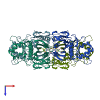 PDB entry 2y5k coloured by chain, top view.