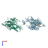 PDB entry 2y5w coloured by chain, top view.