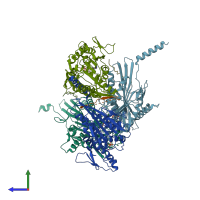 PDB entry 2y65 coloured by chain, side view.