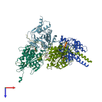 PDB entry 2y65 coloured by chain, top view.