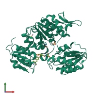 PDB entry 2y66 coloured by chain, front view.