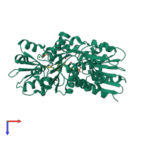 PDB entry 2y66 coloured by chain, top view.