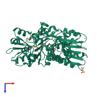PDB entry 2y68 coloured by chain, top view.