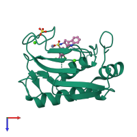 PDB entry 2y6c coloured by chain, top view.