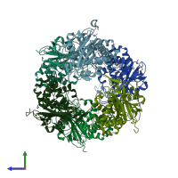 PDB entry 2y6e coloured by chain, side view.