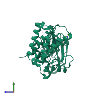 PDB entry 2y6o coloured by chain, side view.