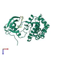 PDB entry 2y6o coloured by chain, top view.