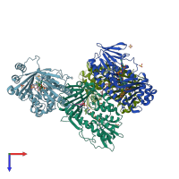 PDB entry 2y6q coloured by chain, top view.