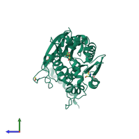 PDB entry 2y6u coloured by chain, side view.