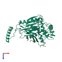 PDB entry 2y6u coloured by chain, top view.
