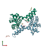 PDB entry 2y6w coloured by chain, front view.