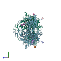 PDB entry 2y74 coloured by chain, side view.