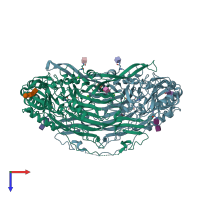 PDB entry 2y74 coloured by chain, top view.