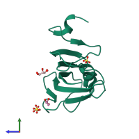 PDB entry 2y78 coloured by chain, side view.