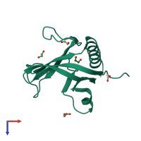 PDB entry 2y7b coloured by chain, top view.