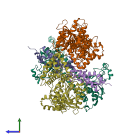 PDB entry 2y7c coloured by chain, side view.