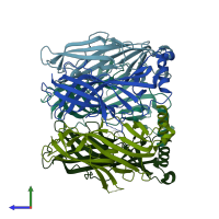 PDB entry 2y7y coloured by chain, side view.