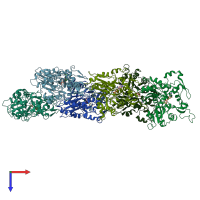 PDB entry 2y83 coloured by chain, top view.