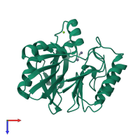 PDB entry 2y87 coloured by chain, top view.