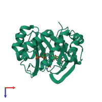 PDB entry 2y88 coloured by chain, top view.