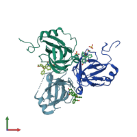 PDB entry 2y8c coloured by chain, front view.