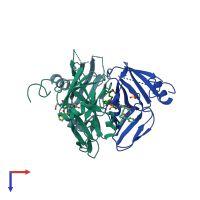 PDB entry 2y8c coloured by chain, top view.