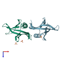 PDB entry 2y8g coloured by chain, top view.