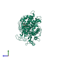 PDB entry 2y8i coloured by chain, side view.