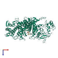 PDB entry 2y8i coloured by chain, top view.