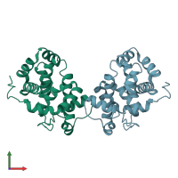 PDB entry 2y8p coloured by chain, front view.