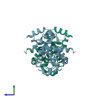 PDB entry 2y8p coloured by chain, side view.