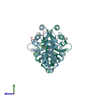 PDB entry 2y91 coloured by chain, side view.